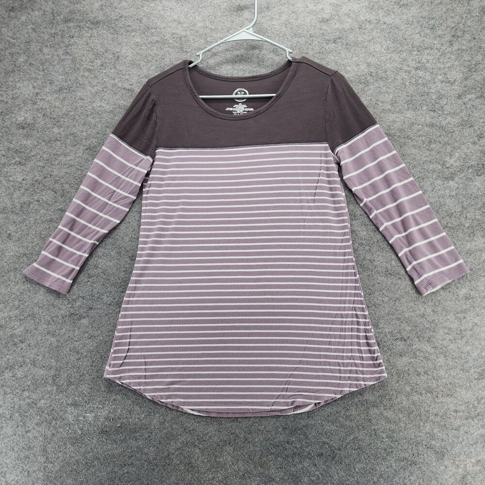 24/7 Maurices Shirt Womens XS 3/4 Sleeve Purple Striped